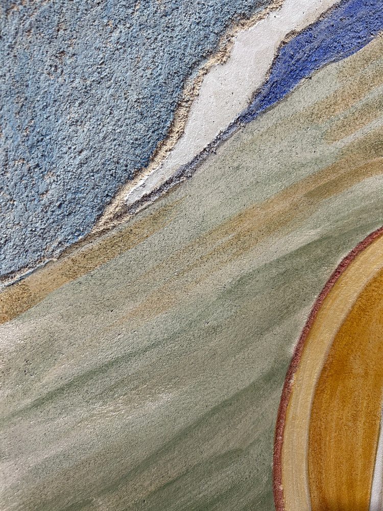 Saint Innocent of PM - Santo Inocencio - Buon Fresco Sgraffito Icon - detail, sky and mountain