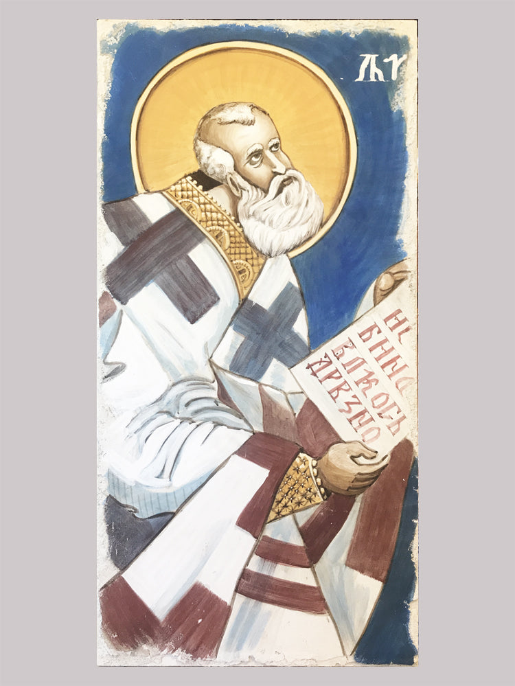 Alternative Study of St. Athanasius of Prizren, pristine buon fresco on panel by iLia Anossov
