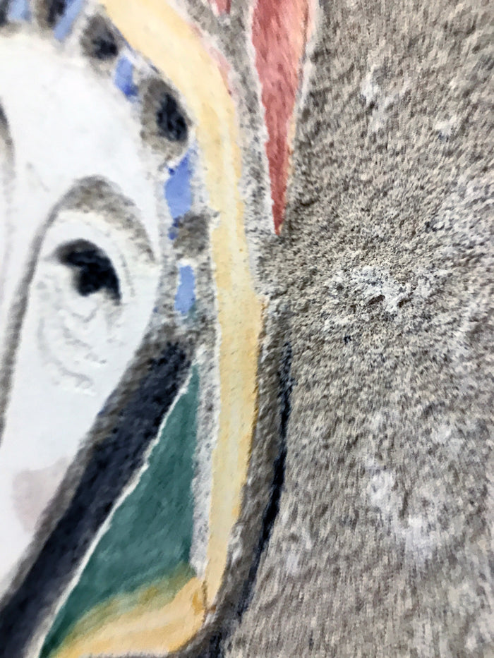 Mother of God after Andronicus Theotokos II - Icon detail, created in Sgraffito Fresco by iLia Anossov (Fresco)