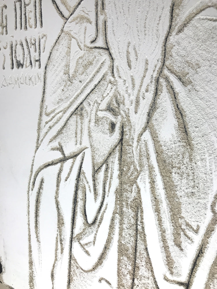 Saint John of Damascus or John Damascene, - Detail of Sgraffito Icon by iLia Fresco