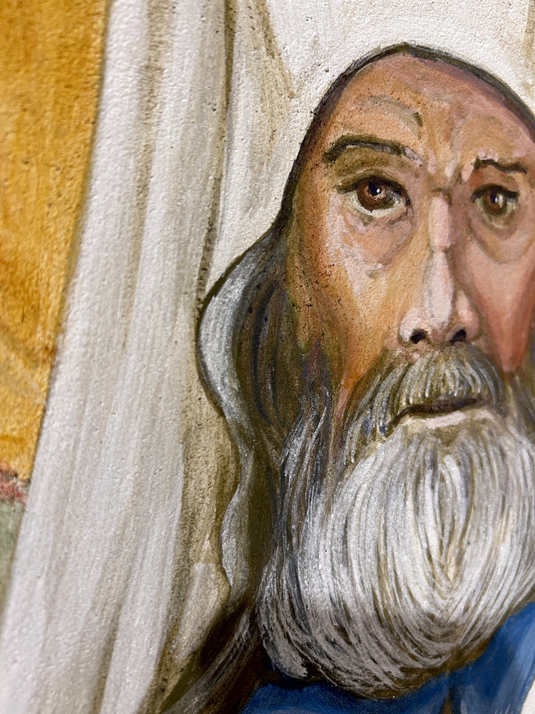 Saint Innocent of PM - Santo Inocencio - Buon Fresco Sgraffito Icon - face detail 