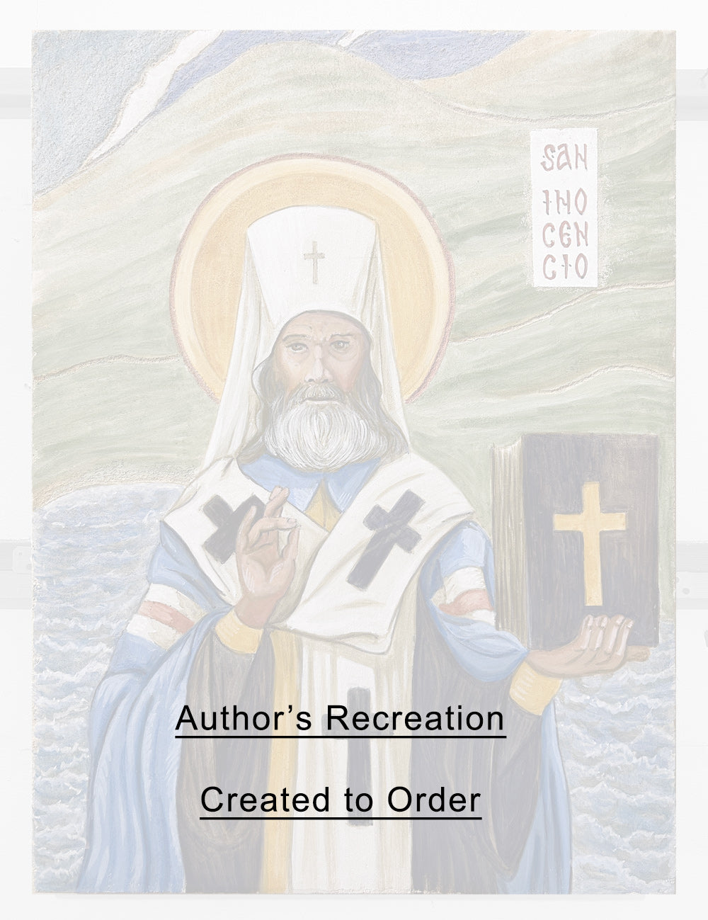 Saint Innocent of PM - Santo Inocencio - Buon Fresco Sgraffito Icon - author's recreation