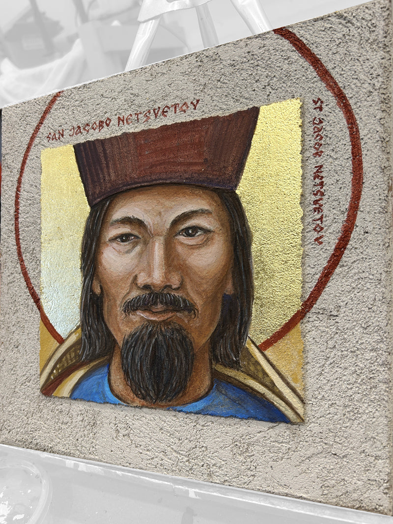 Saint Jacob Netsvetov of PM - Buon Fresco Icon - Buon Fresco Icon - 12"x12" on ceramic tile, 22 karat gold