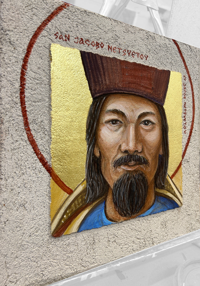 Saint Jacob Netsvetov of PM - Buon Fresco Icon - Buon Fresco Icon - 12"x12" on ceramic tile, 22 karat gold