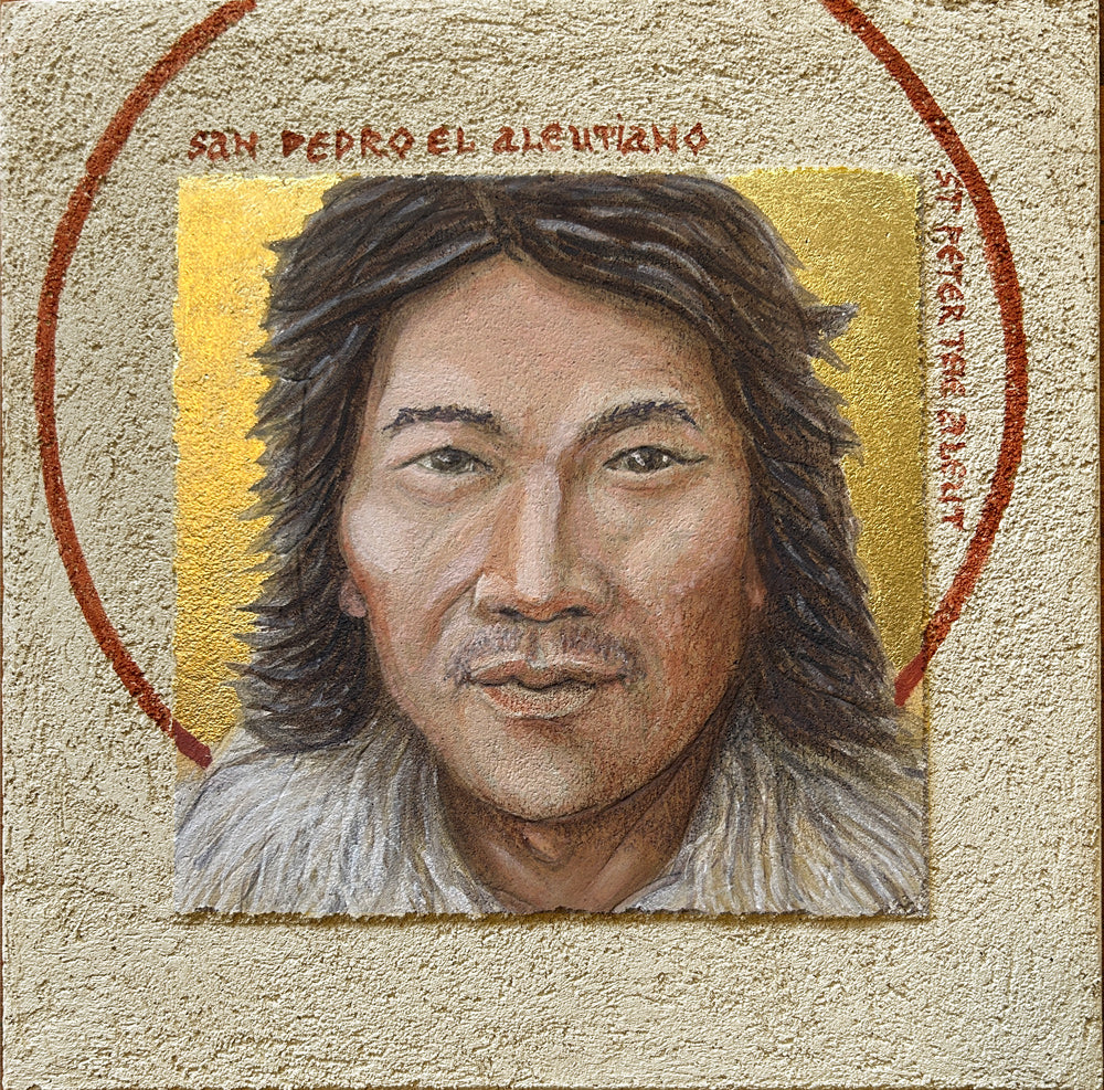 St Peter the Aleut Martyr - Buon Fresco Icon - 12"x12" on ceramic tile, 22 karat gold