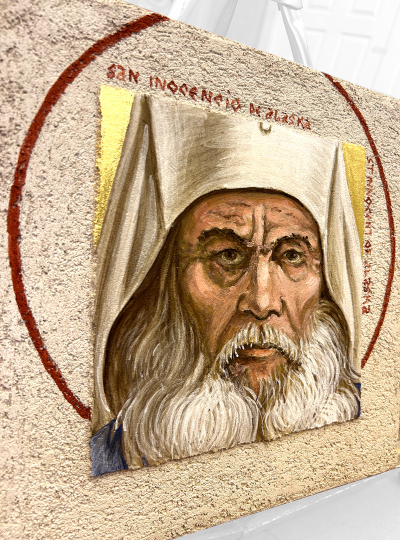 St. Innocent of Alaska - Buon Fresco Icon - 12"x12" on ceramic tile, 22 karat gold