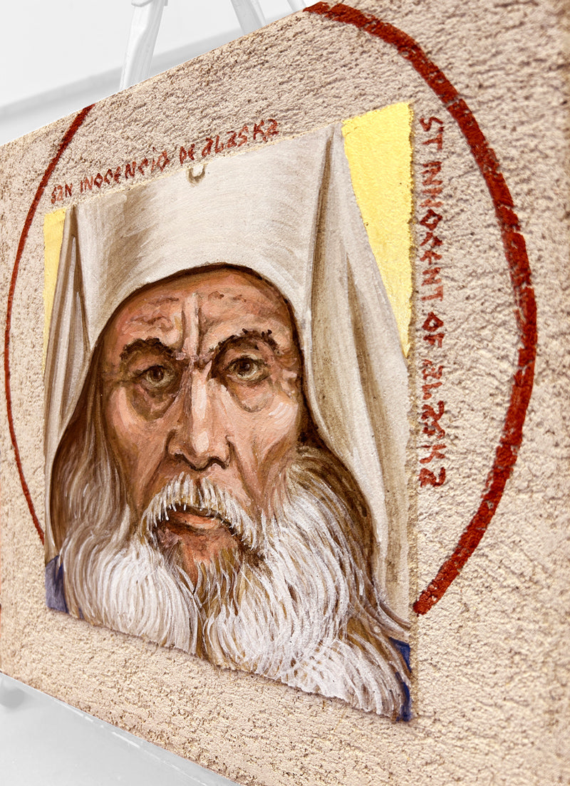 St. Innocent of Alaska - Buon Fresco Icon - 12"x12" on ceramic tile, 22 karat gold