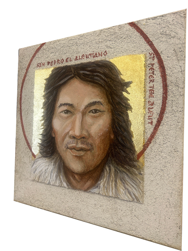St Peter the Aleut Martyr - Buon Fresco Icon - 12"x12" on ceramic tile, 22 karat gold