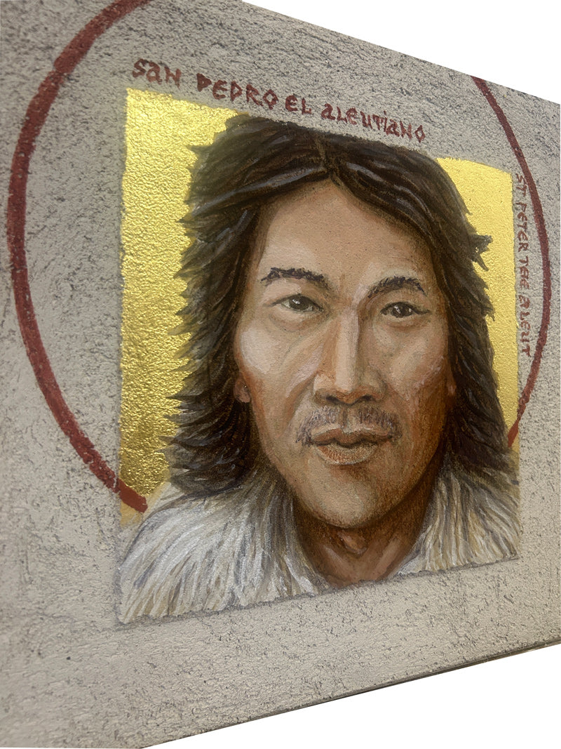 St Peter the Aleut Martyr - Buon Fresco Icon - 12"x12" on ceramic tile, 22 karat gold