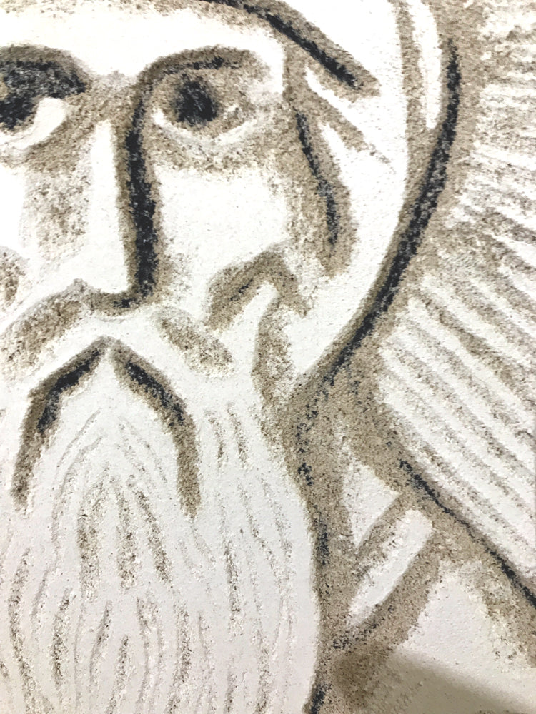 Saint John of Damascus or John Damascene, - Close-Up Detail of Sgraffito Icon by iLia Fresco