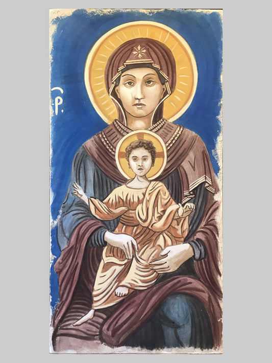 "Our Lady" a center piece study for "Byzantine Fresco" - buon fresco on panel